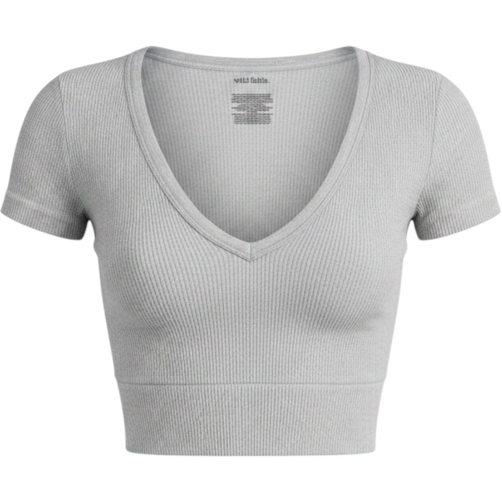 XL WIld Fable thick micro rib strong stretch v‎ neck crop Gray cling fit love it